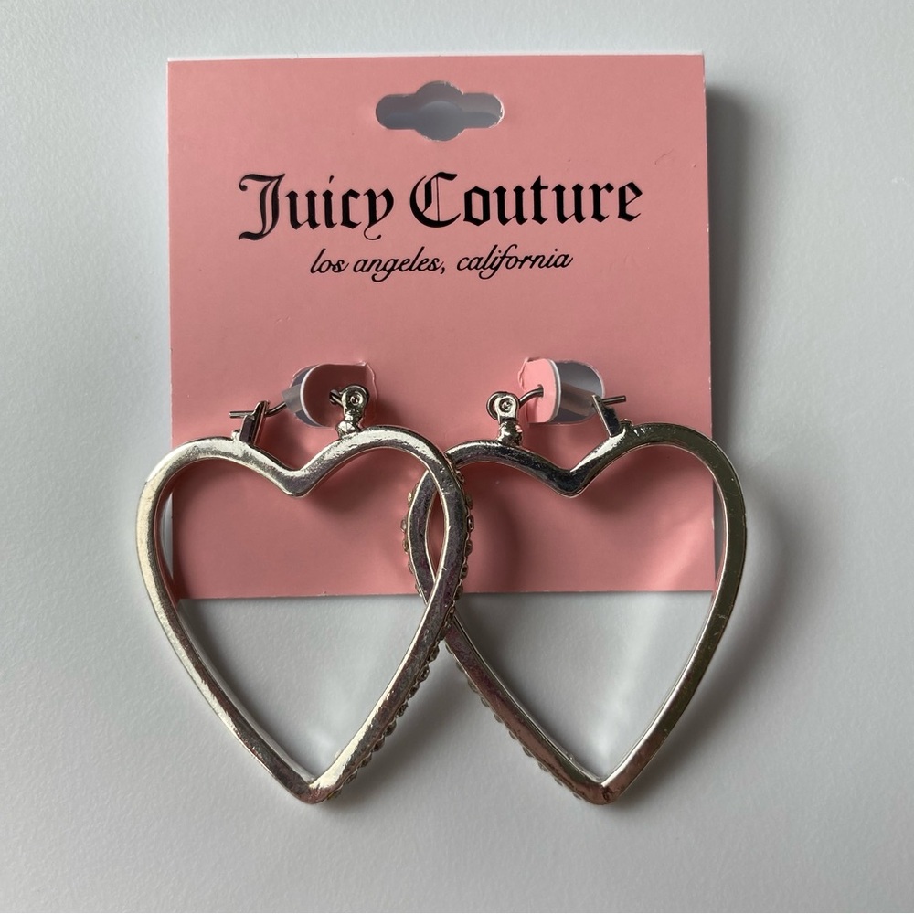 Juicy Couture Silver Heart Hoop Earrings
